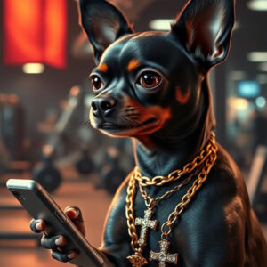 Chihuahua with Chains in the Gym